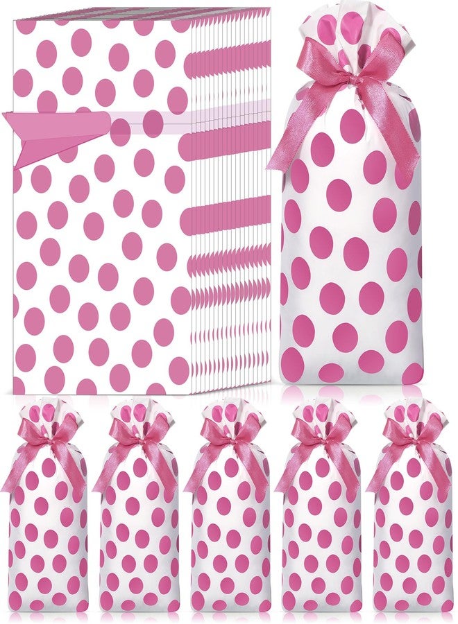 Bulyoou 50 Pcs Polka Dots Bags Bulk Dots Cellophane Treat Bags Candy Goodies Treat Gift Watercolor Dots Plastic Wrapping Package for Birthday Party Snack Food Storage(Pink) - Image 1